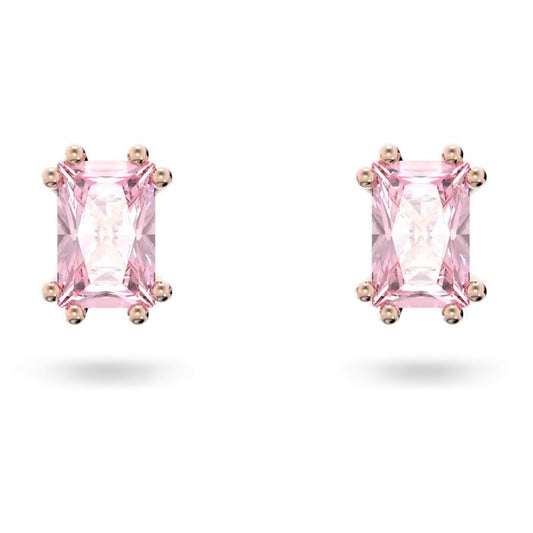 Swarovski Stilla Rose Gold + Pink Stud Earrings