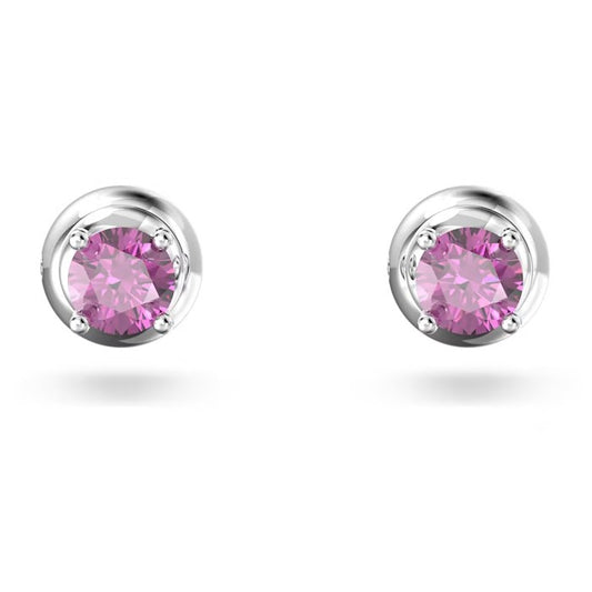 Swarovski Stilla Silver + Purple Round Earrings