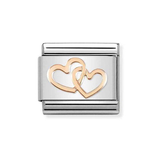 Nomination Rose Gold Linked Hearts Charm