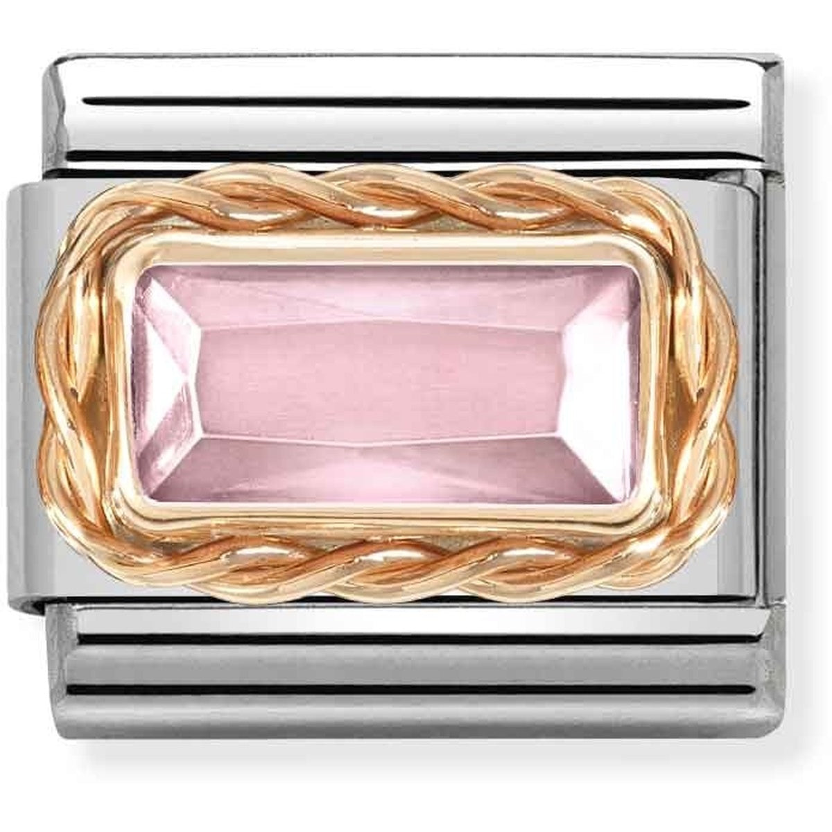 Nomination Rose Gold Pink Baguette Crystal Charm