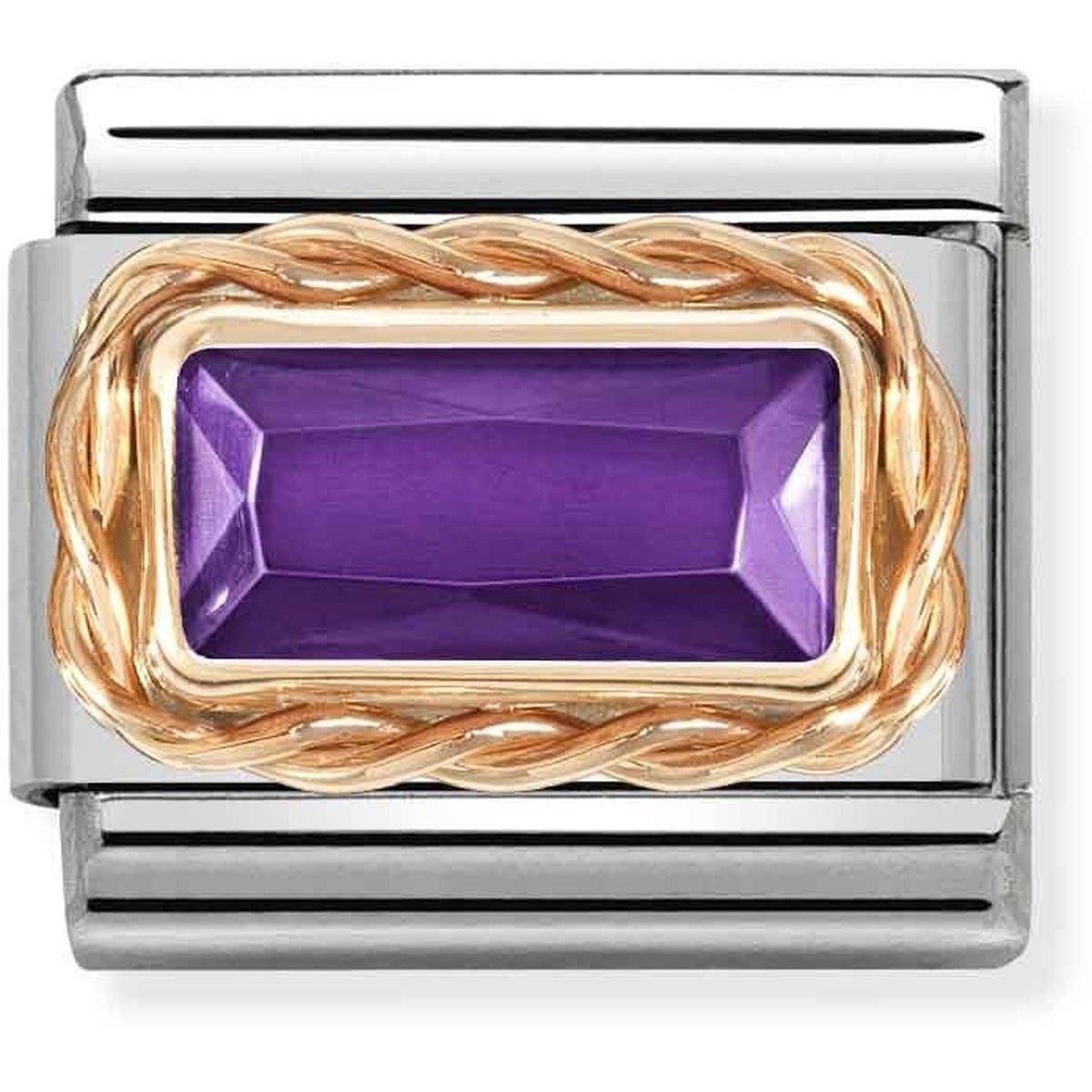 Nomination Rose Gold Purple Baguette Crystal Charm