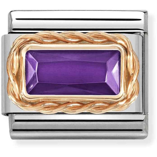 Nomination Rose Gold Purple Baguette Crystal Charm