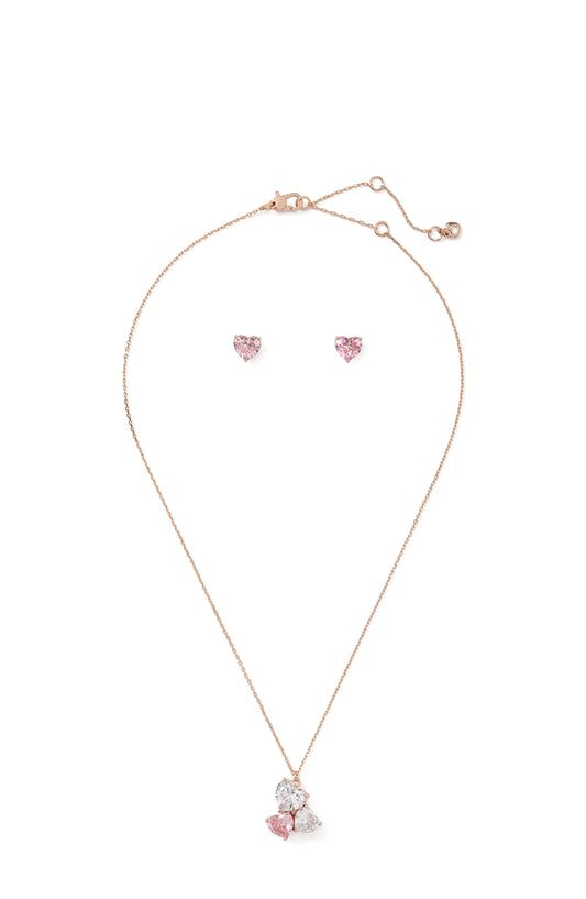 Kate Spade New York Rose Gold + Pink Crystal Heart Gift Set