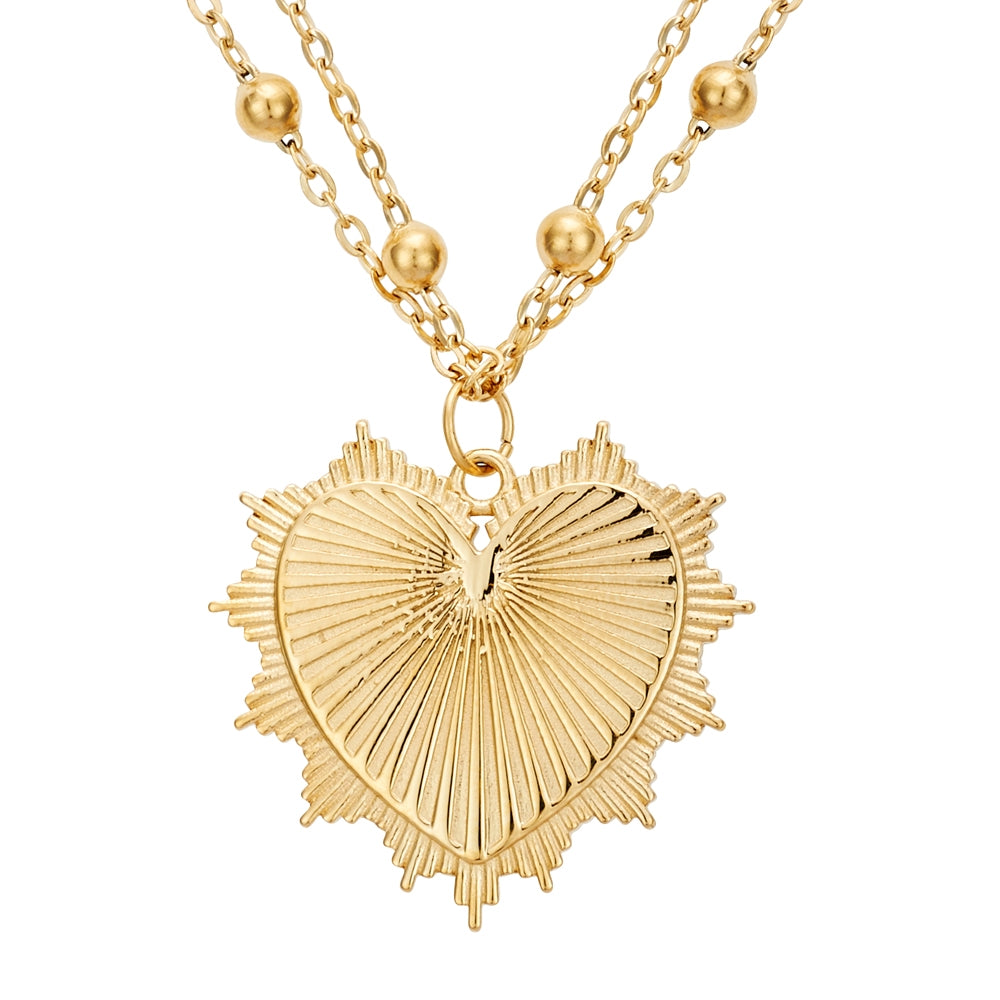 Over & Over Gold Sacred Heart Medallion Necklace