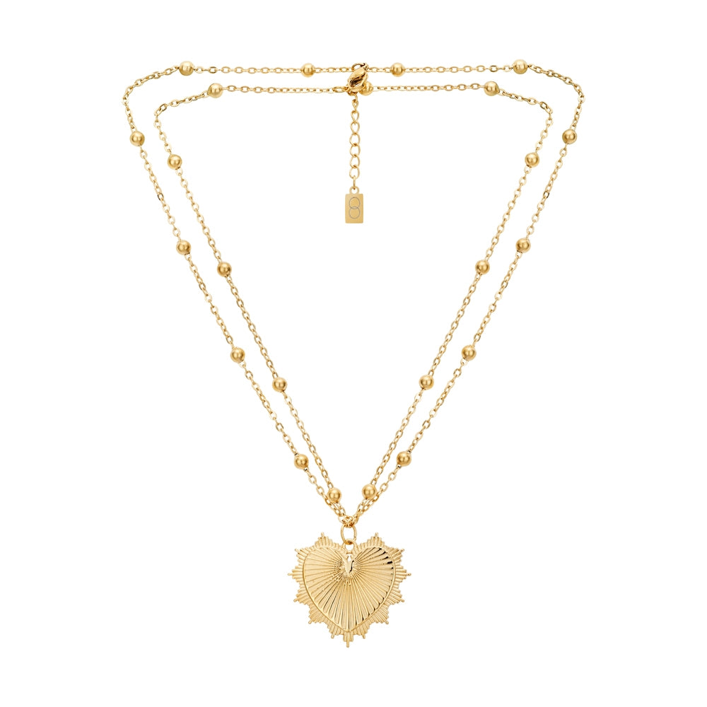 Over & Over Gold Sacred Heart Medallion Necklace