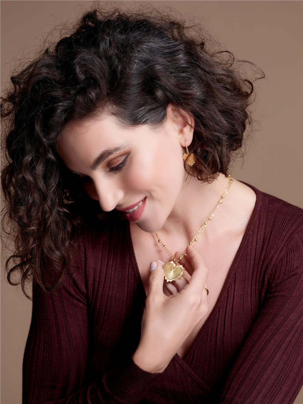 Over & Over Gold Sacred Heart Medallion Necklace
