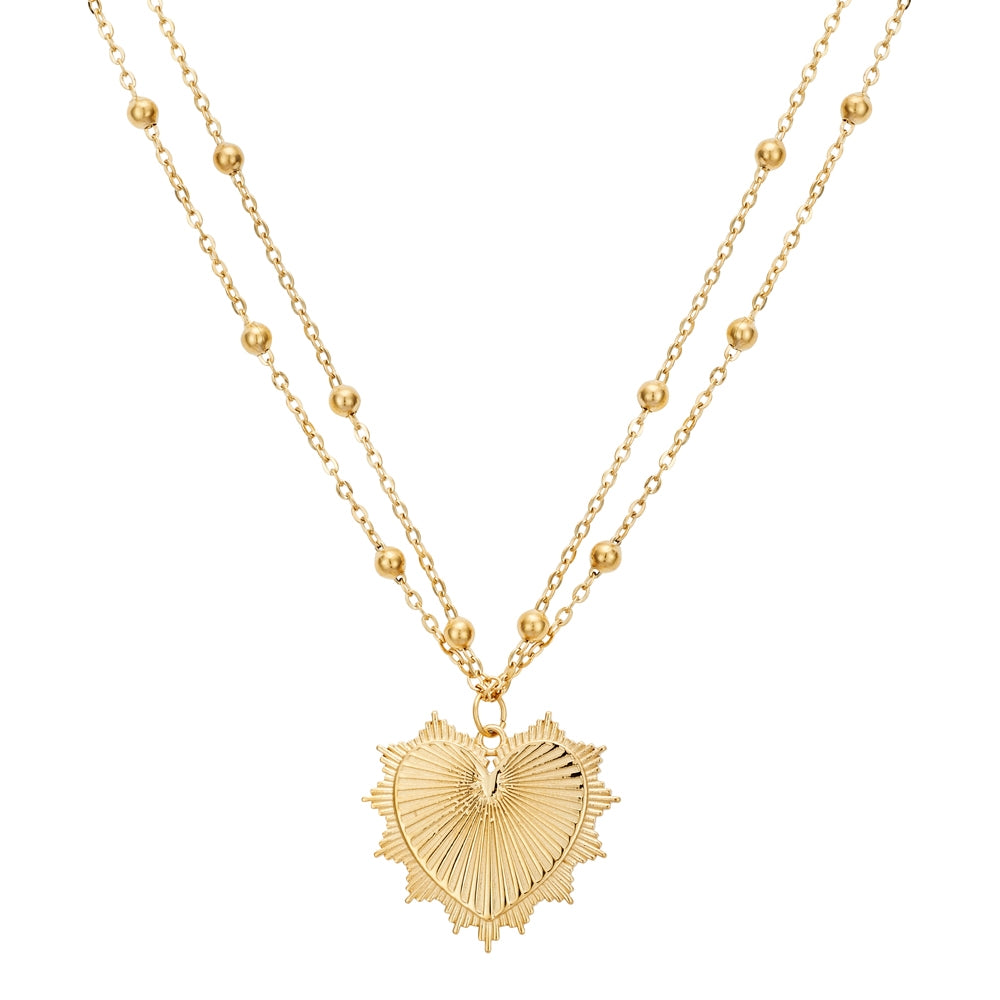 Over & Over Gold Sacred Heart Medallion Necklace