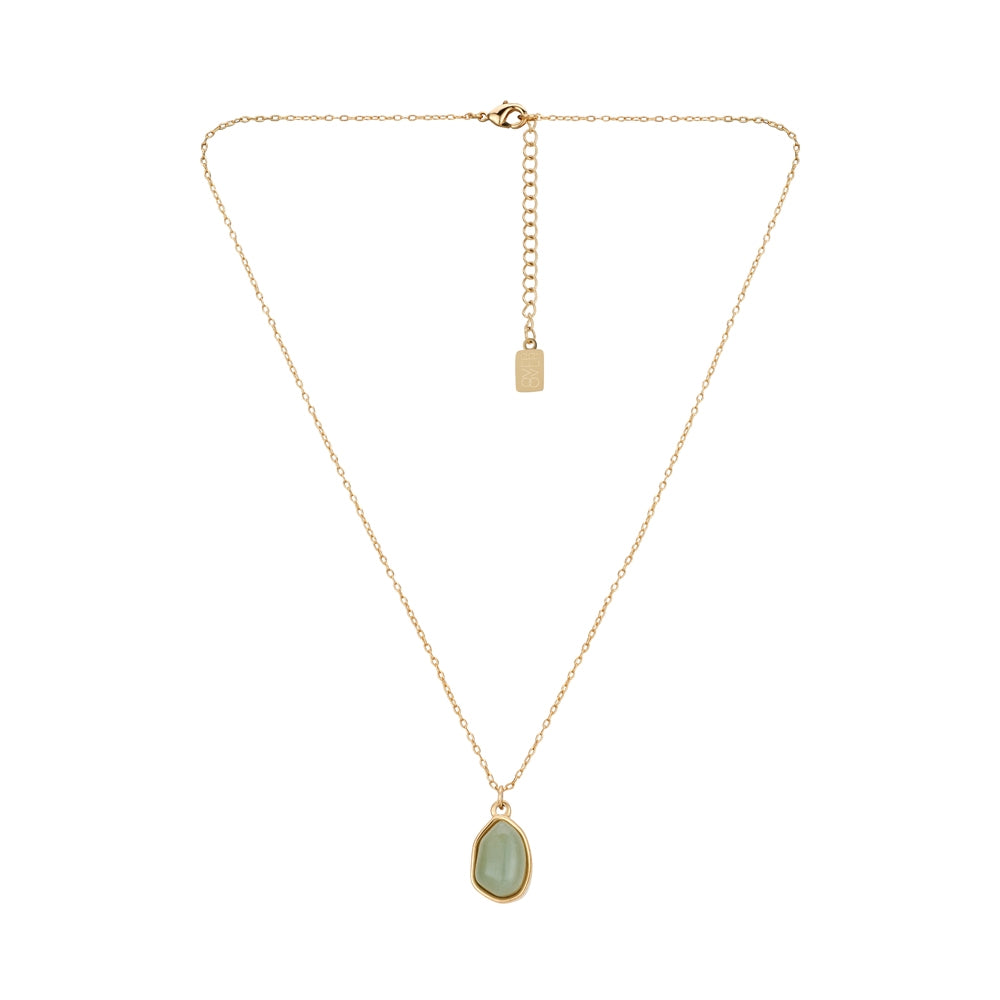 Over & Over Gold & Sage Green Pendant Necklace