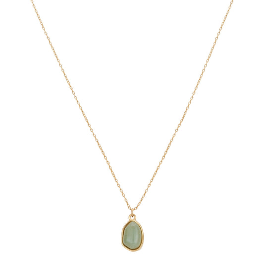 Over & Over Gold & Sage Green Pendant Necklace