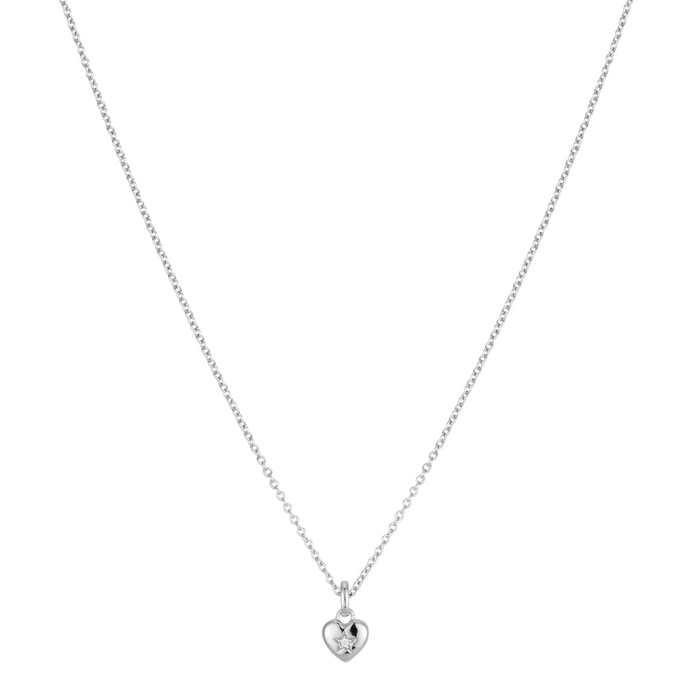 Argento Kids Silver Heart Star Crystal Necklace