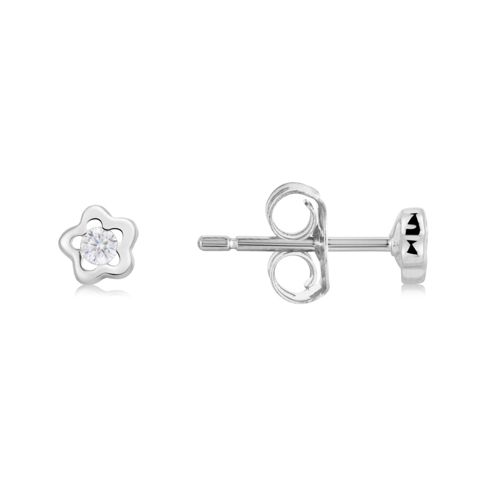 Argento Kids Silver Flower Earrings