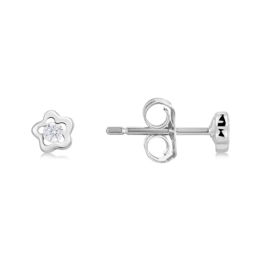 Argento Kids Silver Flower Earrings