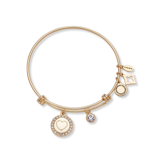 Karma Gold Heart Crystal Coin Bangle