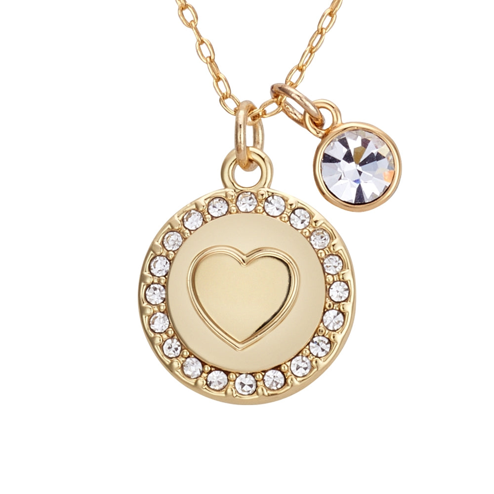 Karma Gold Heart Crystal Coin Necklace