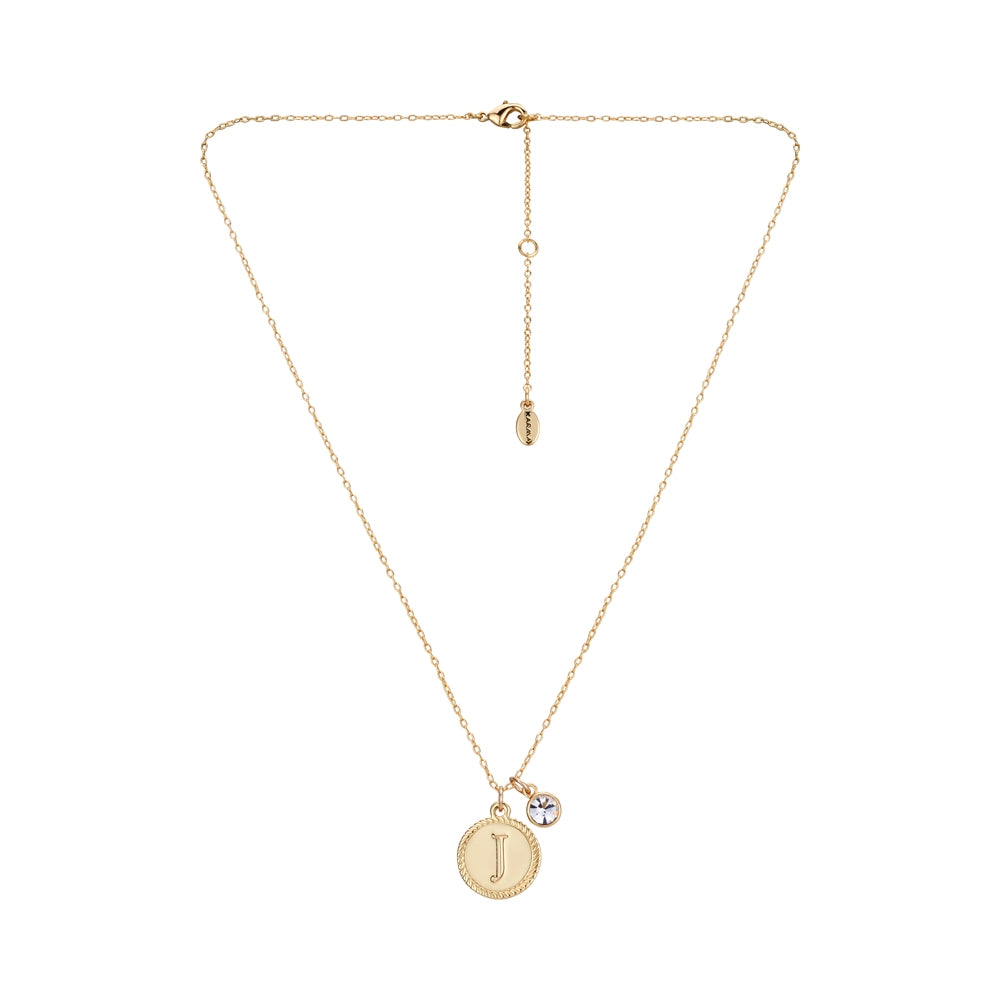 Karma Gold Letter J Coin Necklace