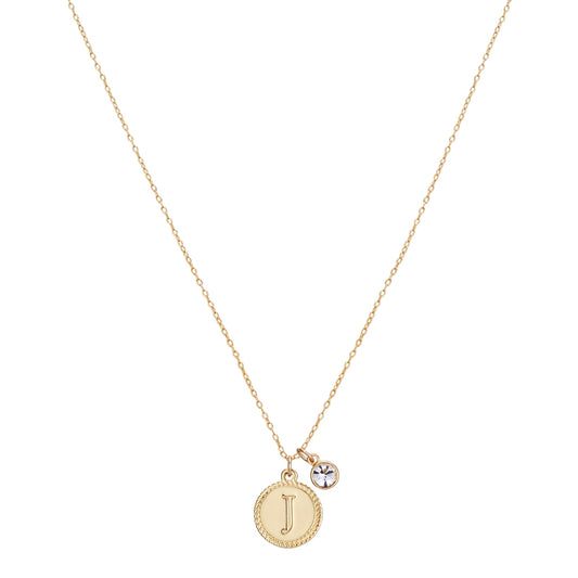 Karma Gold Letter J Coin Necklace