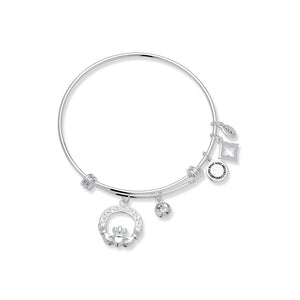 Karma Silver Claddagh Bangle