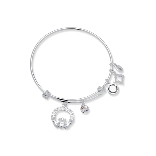 Karma Silver Claddagh Bangle