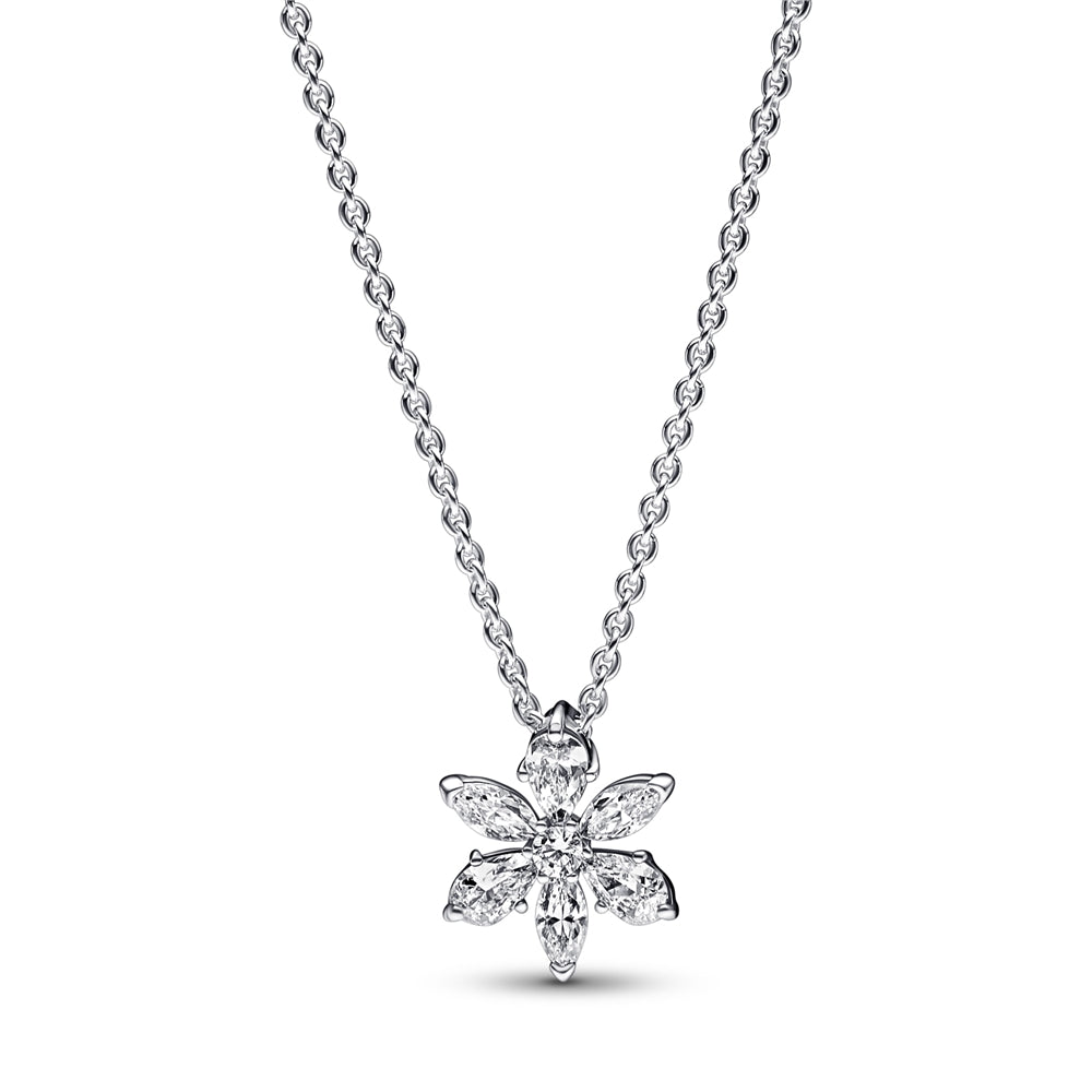 Pandora Silver Sparkling Flower Necklace
