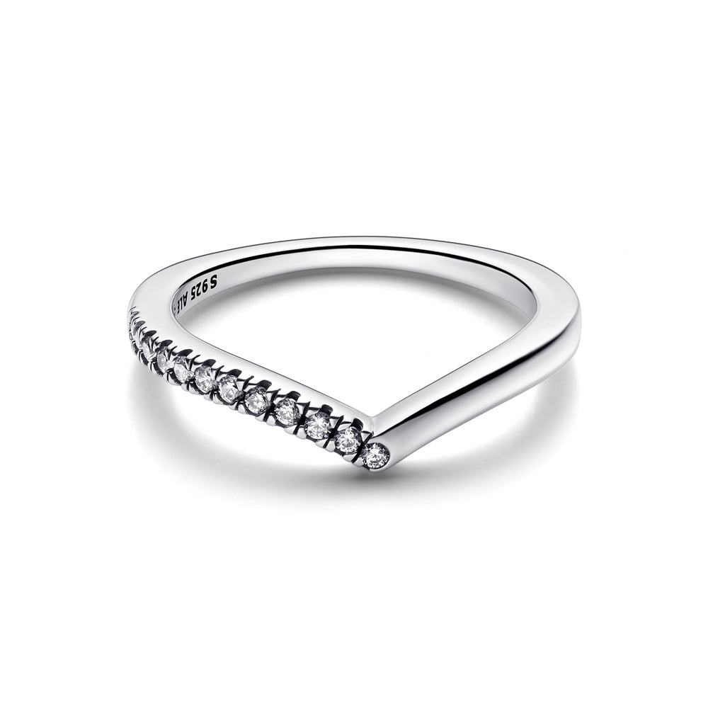 Pandora Silver Wish Half Sparkling Ring