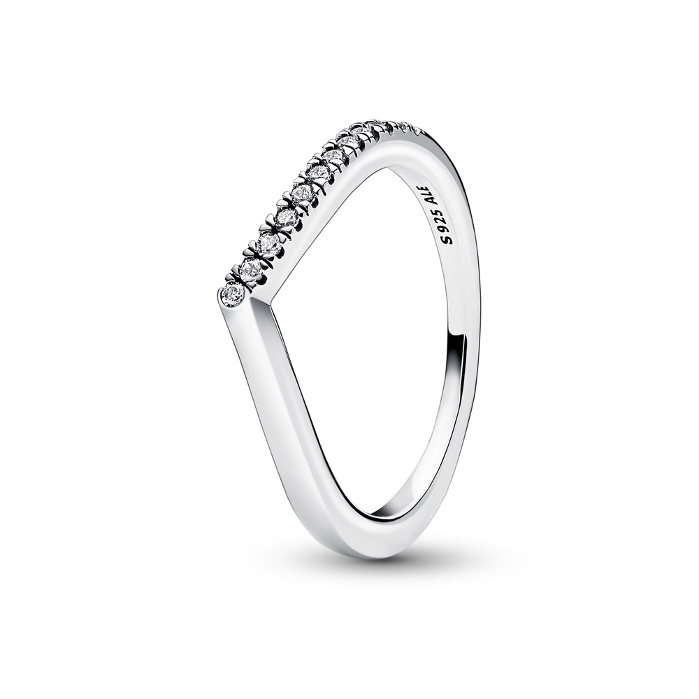 Pandora Silver Wish Half Sparkling Ring