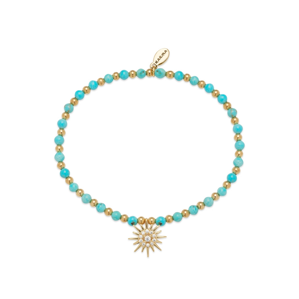 Karma Gold Turquoise Sun Stretch Bracelet