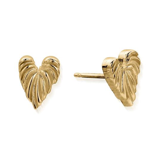 ChloBo Gold Leaf Heart Stud Earrings