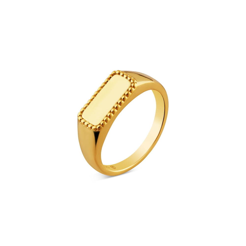 Argento Gold Rectangle Engraving Ring