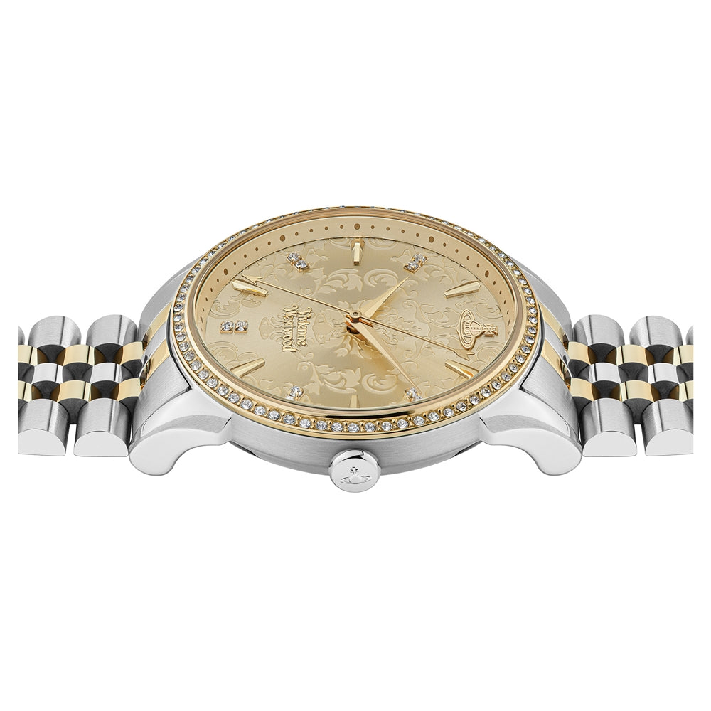 Vivienne Westwood Gold + Silver Crystal Wallace Watch