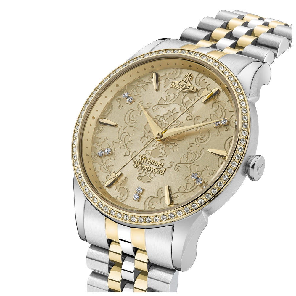 Vivienne Westwood Gold + Silver Crystal Wallace Watch