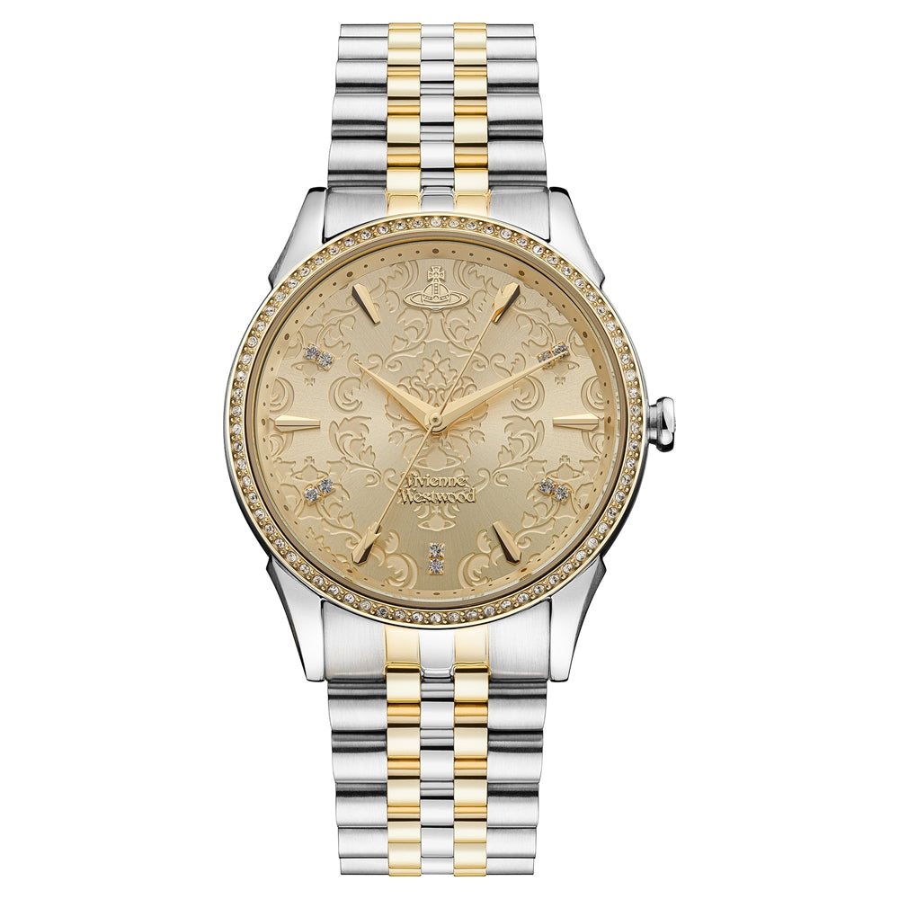 Vivienne Westwood Gold + Silver Crystal Wallace Watch