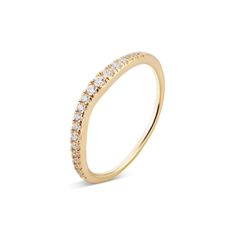 Argento Gold Crystal Wave Band Ring