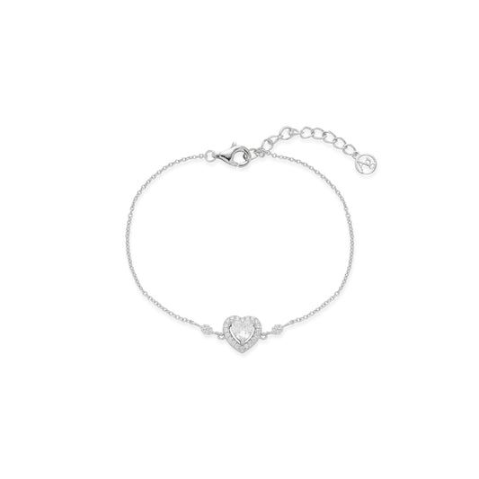 Argento Silver Crystal Heart Solitaire Bracelet