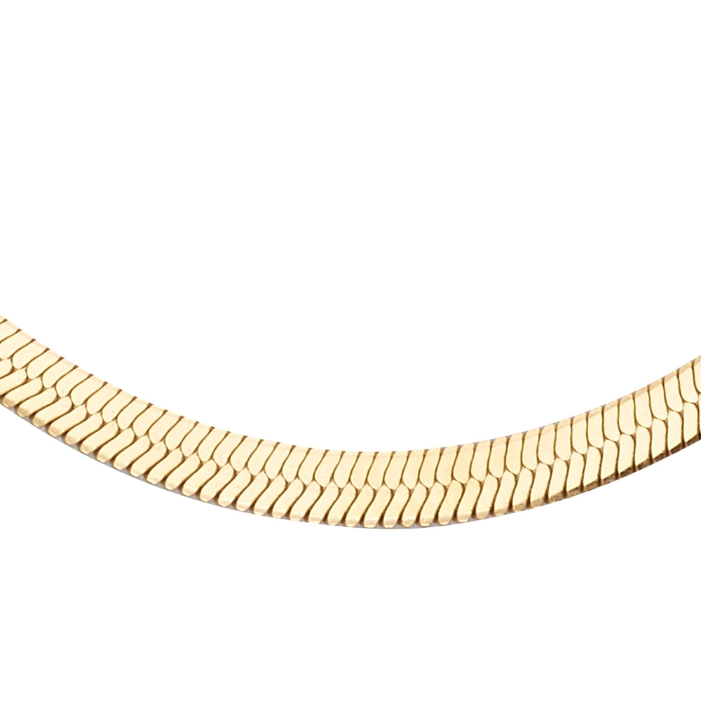 Over & Over Gold Steel Flat Snake Necklace