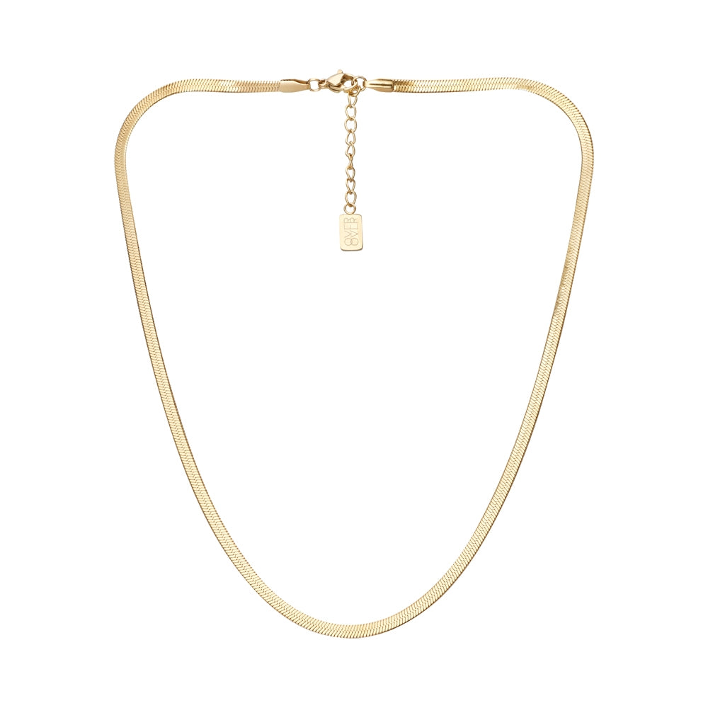 Over & Over Gold Steel Flat Snake Necklace