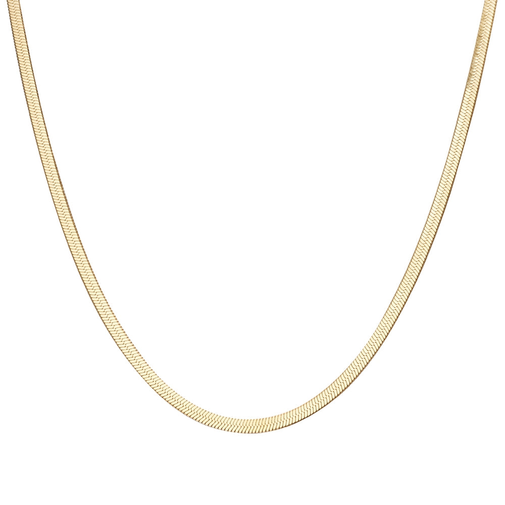 Over & Over Gold Steel Flat Snake Necklace