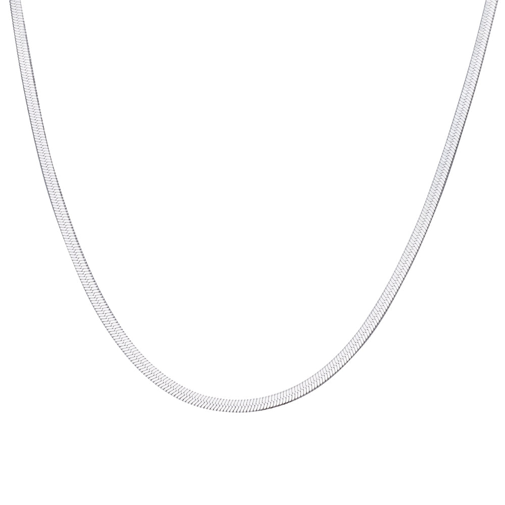 Over & Over Silver Steel Flat Snake Necklace