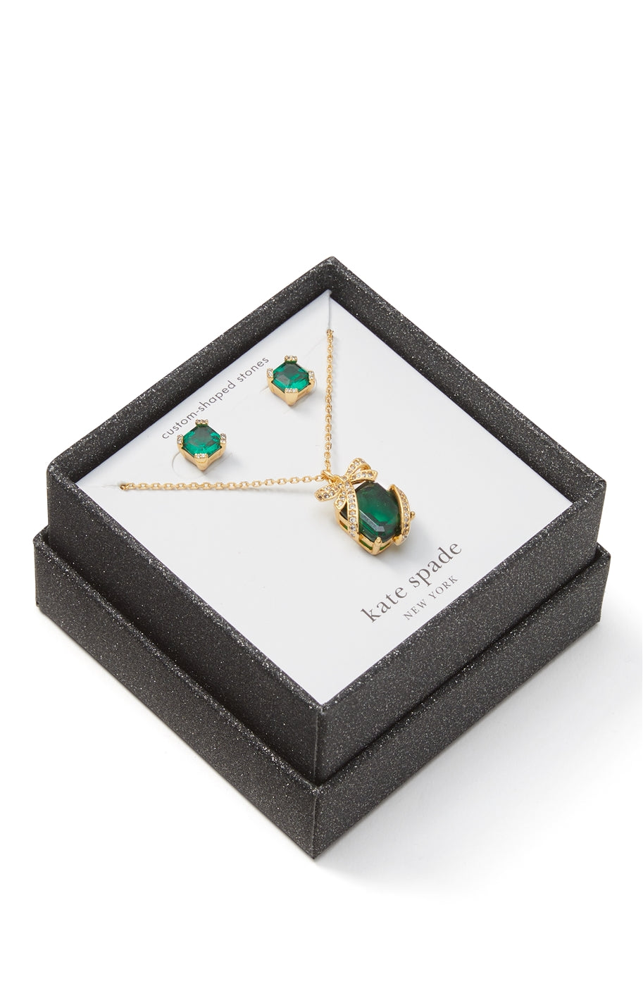 Kate Spade New York Gold + Green Necklace + Earring Set