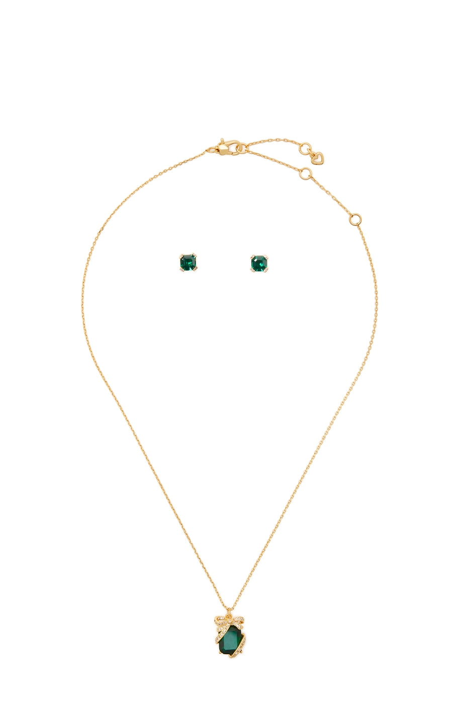 Kate Spade New York Gold + Green Necklace + Earring Set