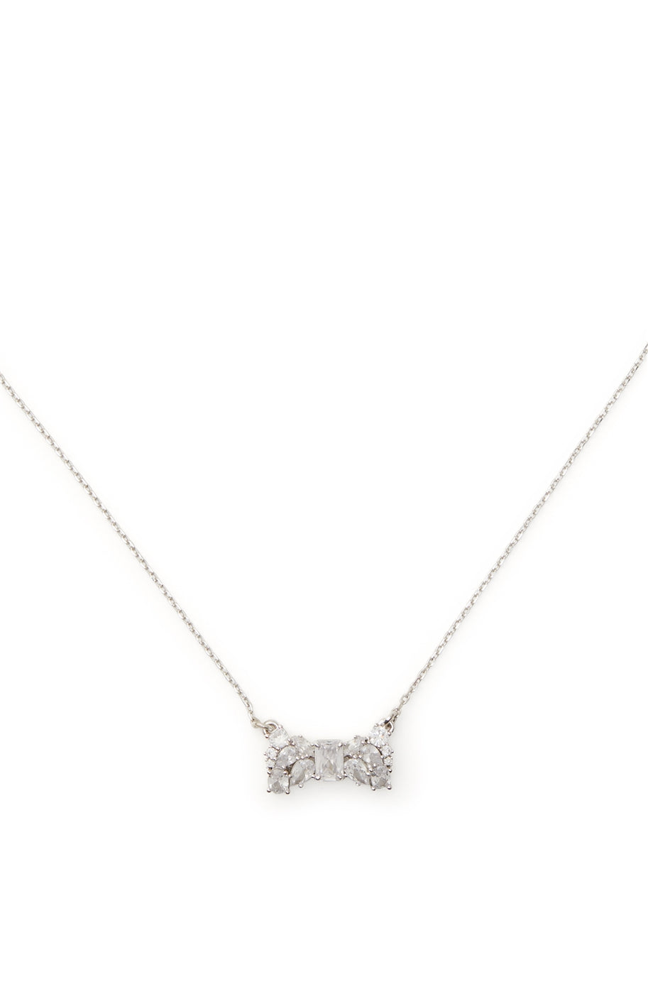 Kate Spade New York Silver Crystal Bow Necklace