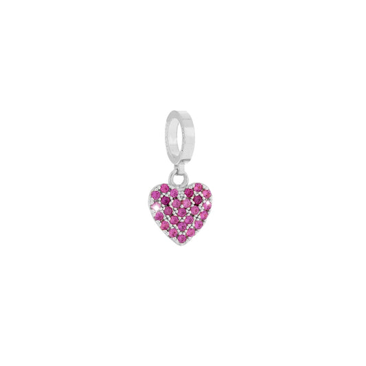 Rebecca Silver Pink Crystal Heart Charm