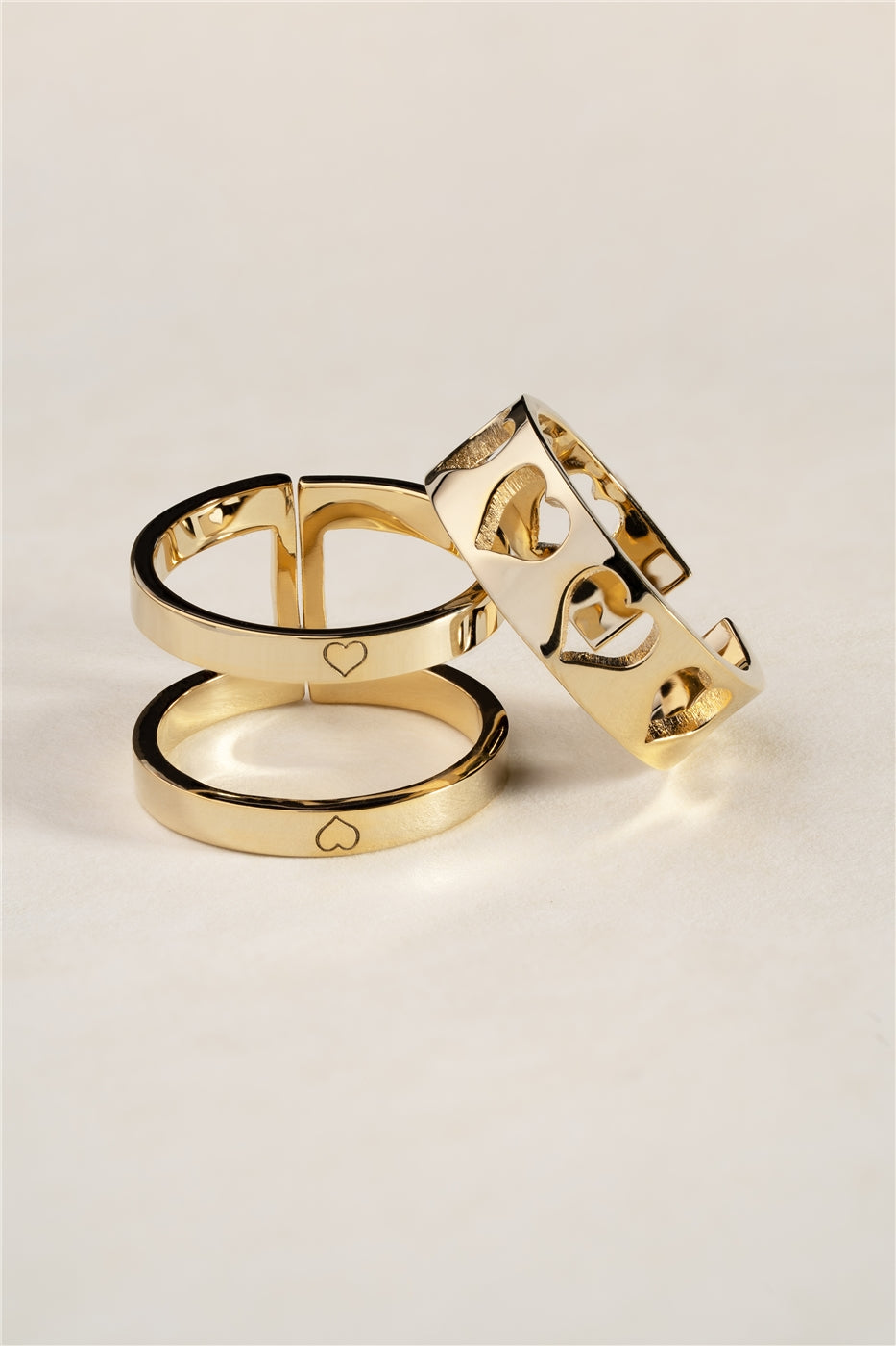 Rebecca Gold Hearts Double Ring