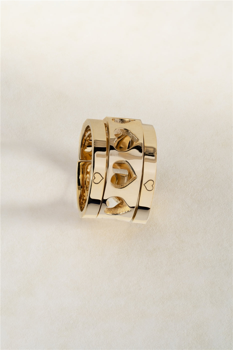 Rebecca Gold Hearts Double Ring