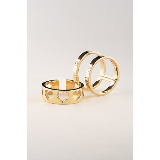 Rebecca Gold Hearts Double Ring