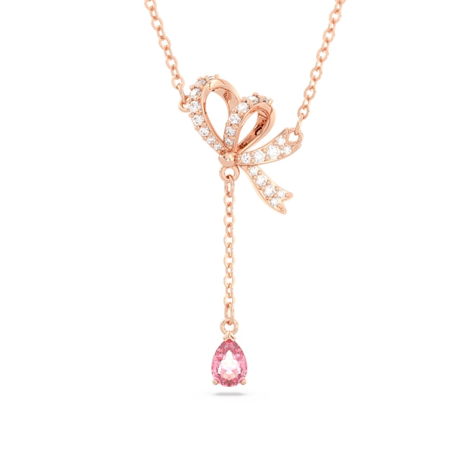 Swarovski Volta Rose Gold Crystal Bow Y Necklace