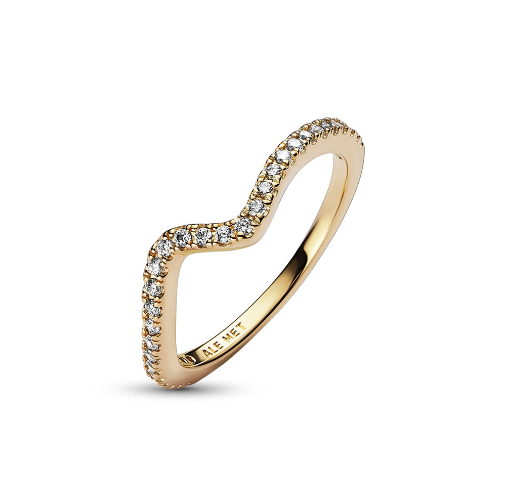 Pandora Gold Sparkling Wave Ring