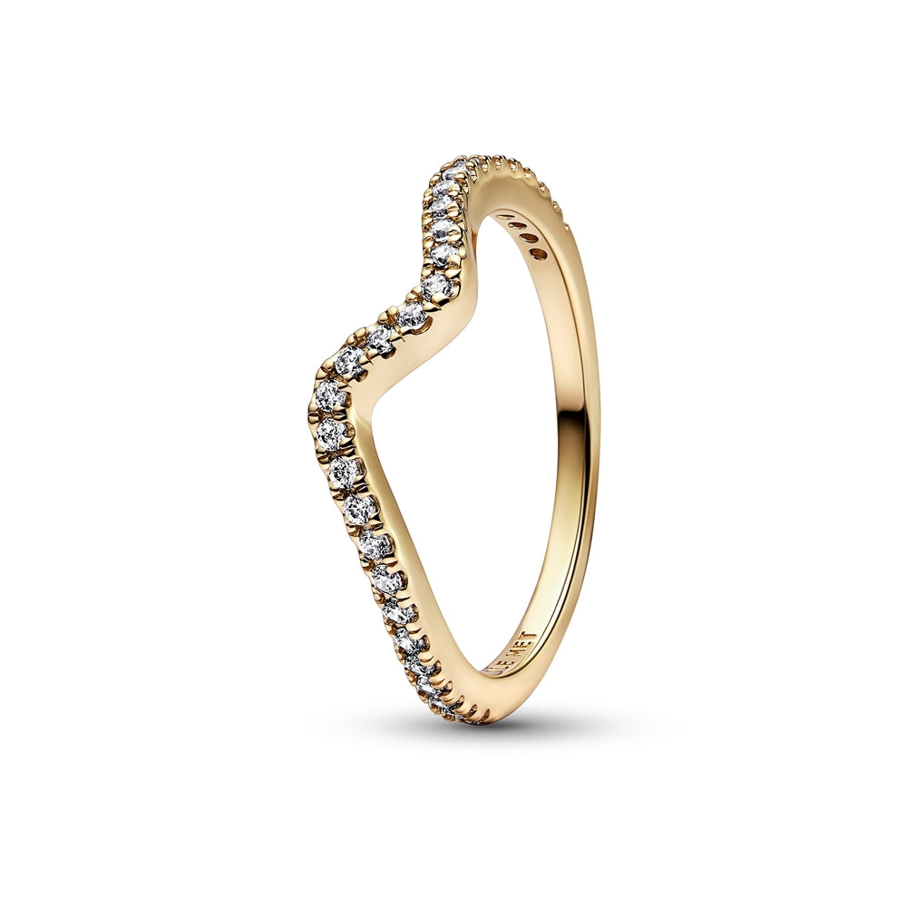 Pandora Gold Sparkling Wave Ring
