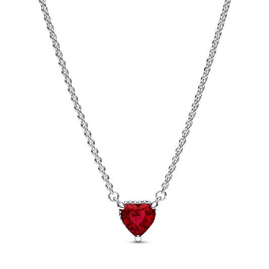 Pandora Sparkling Red Heart Halo Necklace