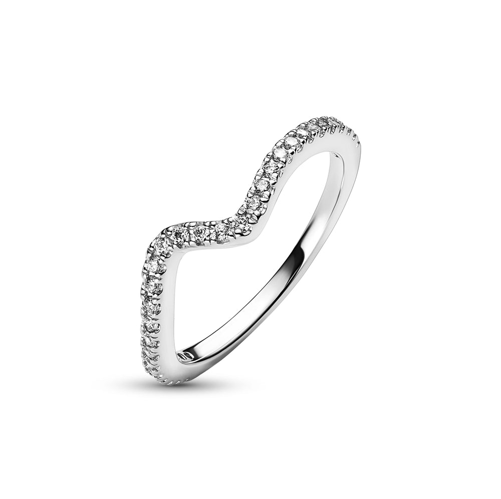 Pandora Silver Sparkling Wave Ring