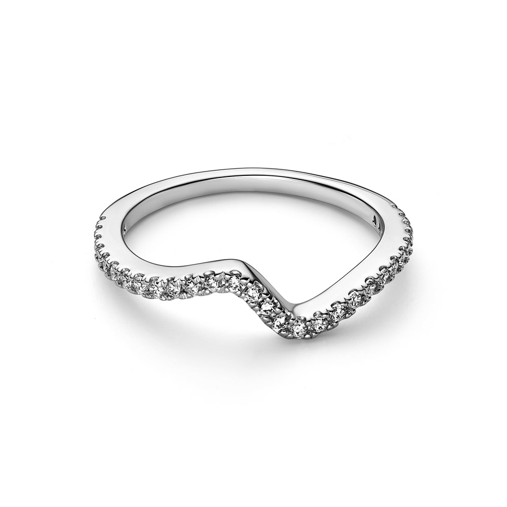 Pandora Silver Sparkling Wave Ring